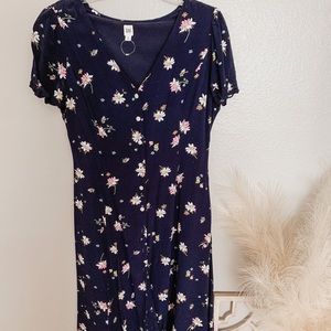 Gap navy floral button down dress- worn once
